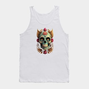 Sugar Skull Dia de los Muertos Mexican Day Of The Dead Tattoo Art Culture Punk Rock Goth Skeleton Tank Top